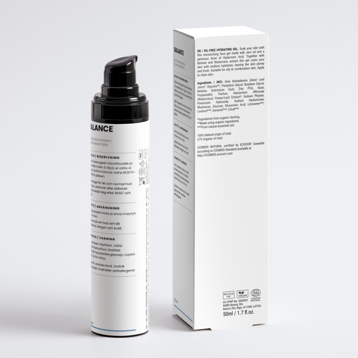 BALANCE — Öljytön kasvogeeli, 50 ml